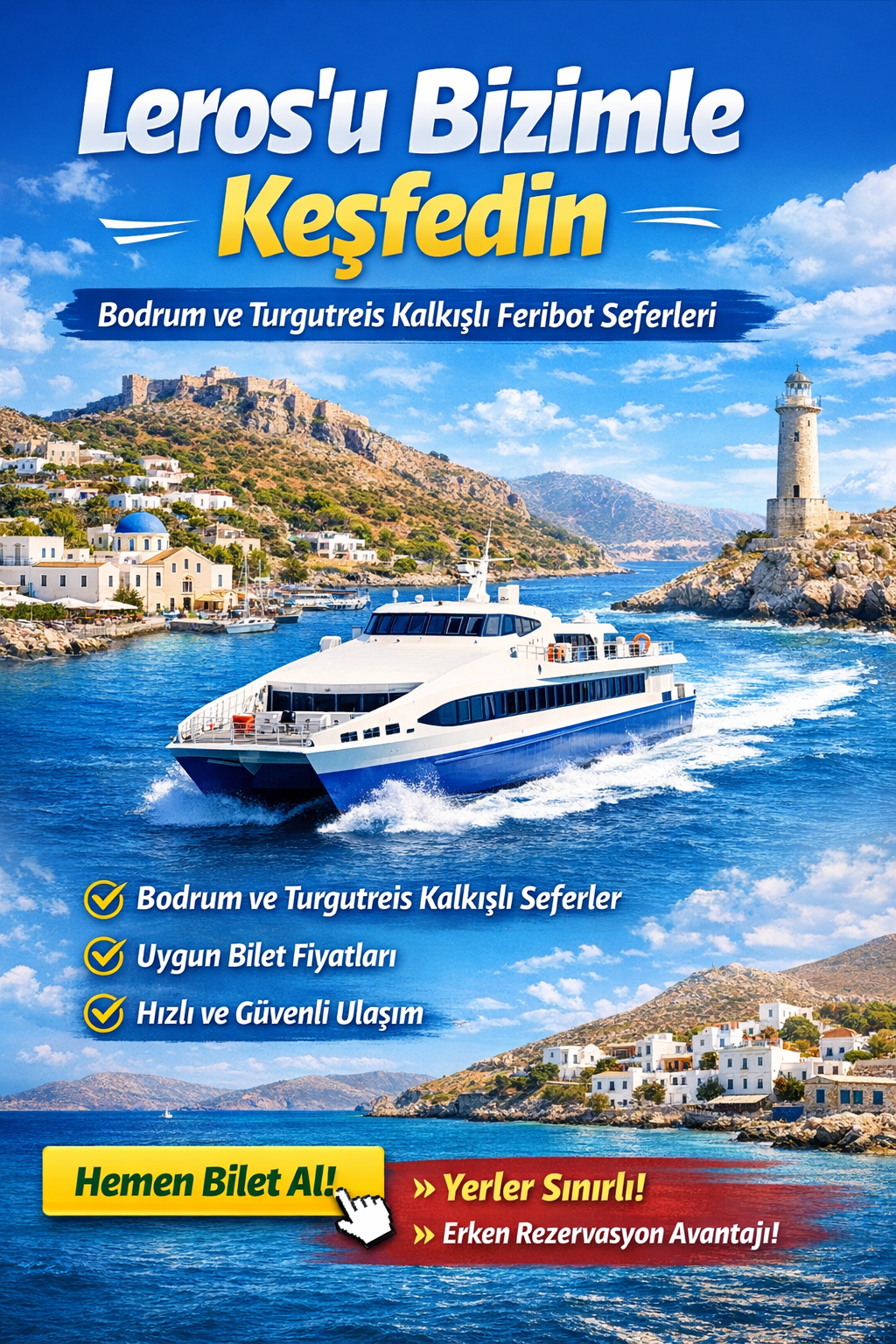 Odkryj Leros z nami | Rejsy promowe z Bodrum i Turgutreis